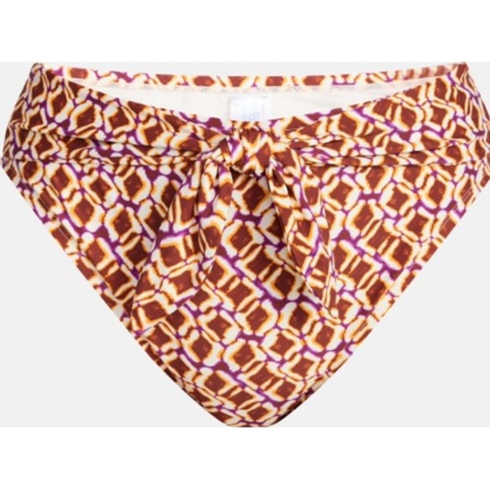 Time and Tru Bikini Bottom Women 2X Purple Orange Tie Front High Cut Geometric